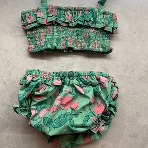 Oeuf baby bikini in green flowers print size 6m